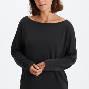 Women’s Fabletics Black Eco Sleek Boatneck Longsleeve Pullover 2X NWOT